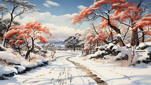 Neve a Shiba Daimon di Hasui Kawase