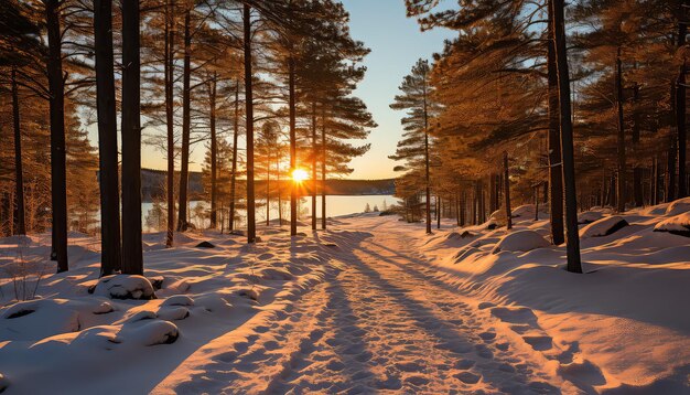 Neve fresca e luce solare dorata