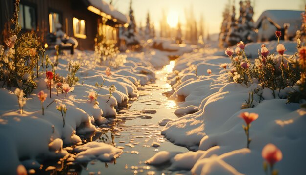 Neve fresca e luce solare dorata