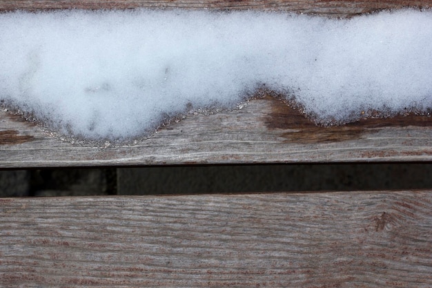 Neve su un pezzo di albero