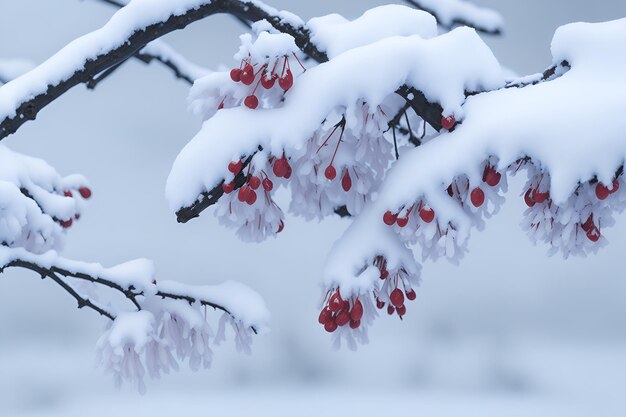 Neve su un ramo di un albero