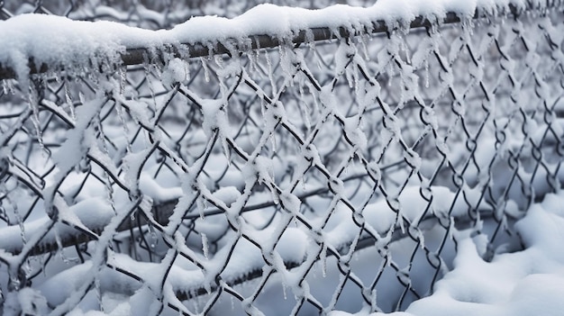 Neve su un recinto di collegamento a catena