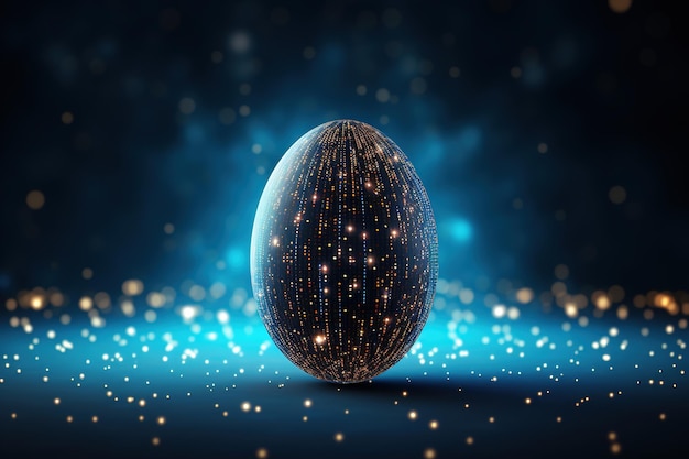 New Life Illustration Icona dell'uovo di Pasqua a forma di connessioni neurali blu Generative Ai