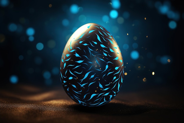 New Life Illustration Icona dell'uovo di Pasqua a forma di connessioni neurali blu Generative Ai