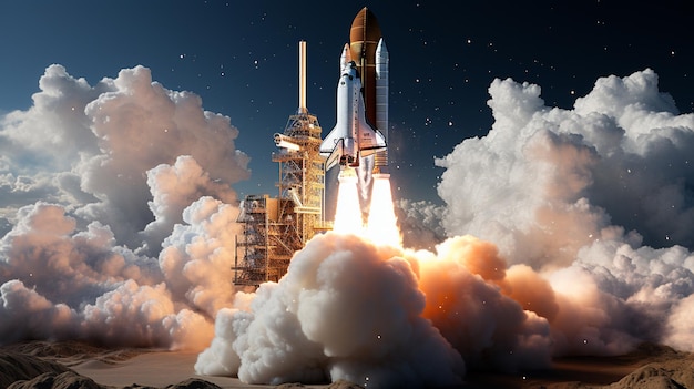 _New_Space_Shuttle_Rocket_with_blast_and_smoke D 8K carta da parati Stock Photographic Image