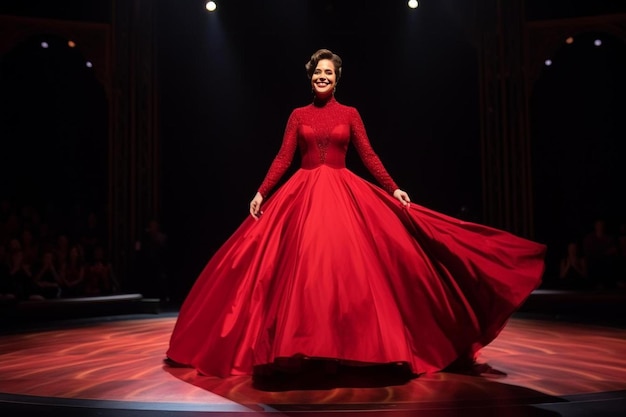 new york new february lea salonga indossa un abito di oliver tolentino cammina sulla pista per il vestito rosso