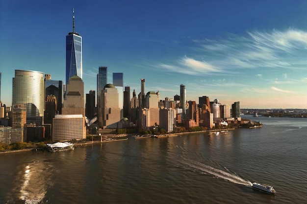 New York skyline Manhattan vista dal Jersey New York grattacielo vista aerea di Big Apple New York