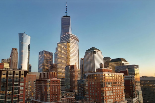 New York skyline Manhattan vista dal New Jersey New York grattacielo drone vista aerea di New York City grande