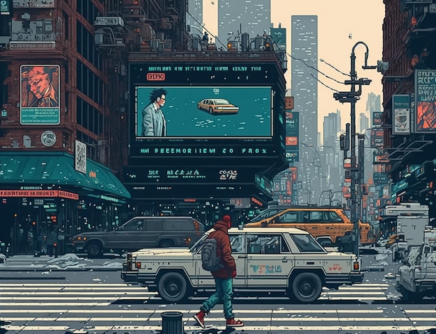 New york uno stile degli anni '90 punta e clicca 8bit pixel art AI Generato