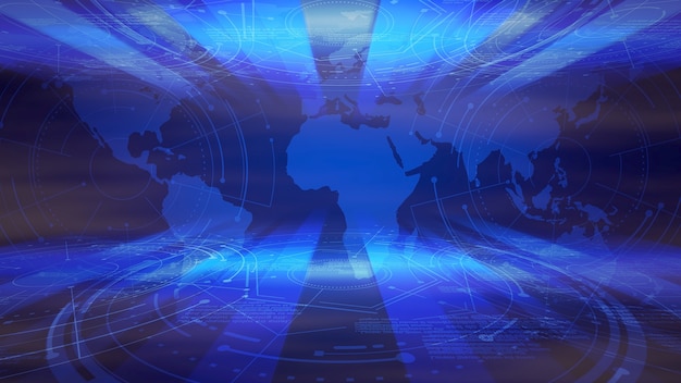 News intro graphic animation with lines and world map, abstract background. Elegant and luxury 3D illustration style for news and business template