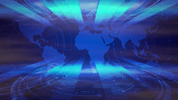 News intro graphic animation with lines and world map, abstract background. Elegant and luxury 3D illustration style for news and business template
