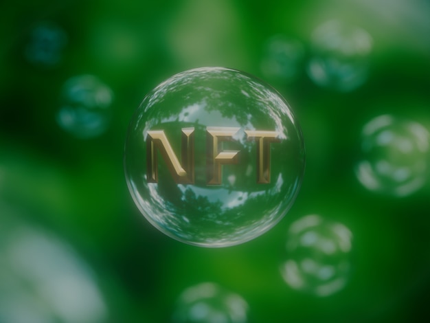 NFT Token non fungibile Bolla economica Instabile Crypto Currency Natura 3D Illustration Render