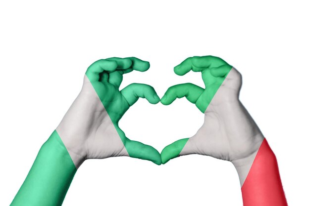 Nigeria Italia Cuore Gesto della mano che fa il cuore