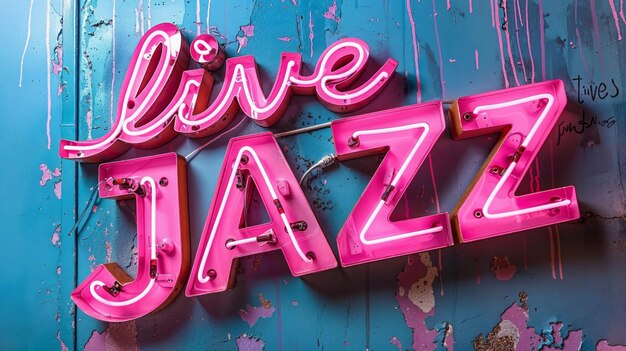 Nightclub neon live jazz segno nel centro della città