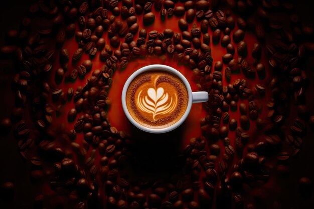 Nighttime Coffee Bliss con Latte Art Generative AI