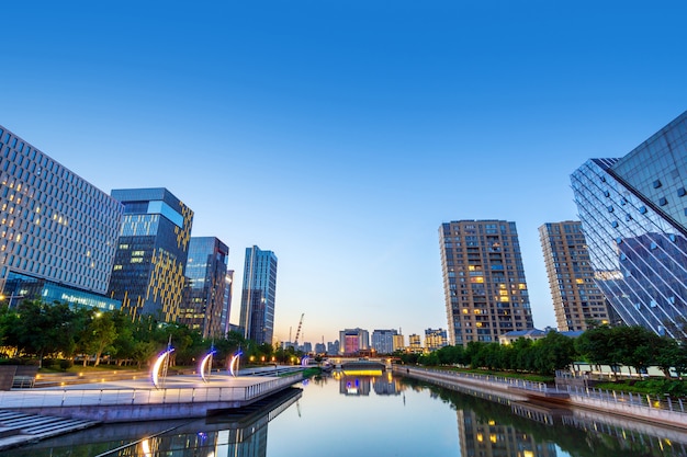 Ninbo City, Cina, vista notturna