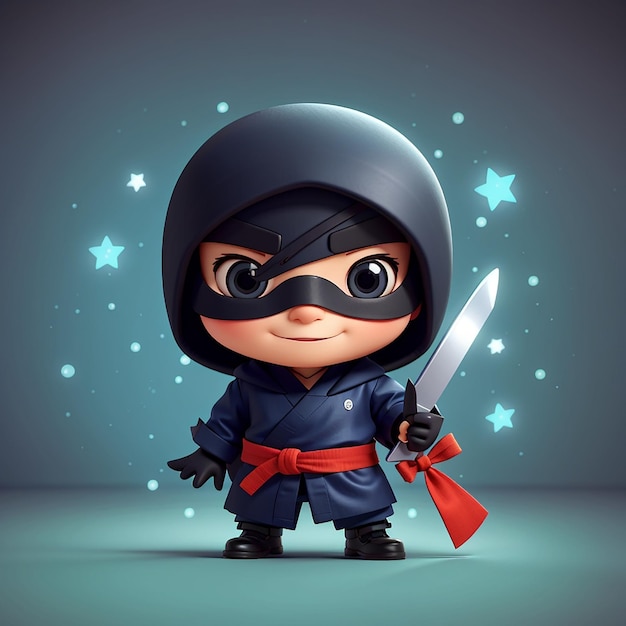 ninja con shuriken cartone animato icona vettoriale illustrazione persone icona vacanza concetto appartamento isolato