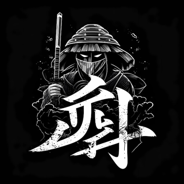 Ninja giapponese Arte giapponese Samurai guerrieri giapponesi Creato utilizzando AI generativa