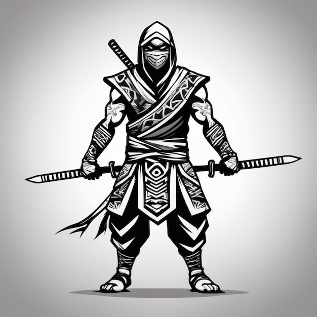 Ninja tribale mistico Un guerriero furtivo dell'arte antica