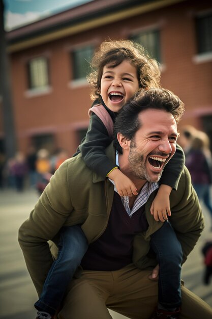 Ninos felices vuelta al colegio Bambini felici tornano a scuola