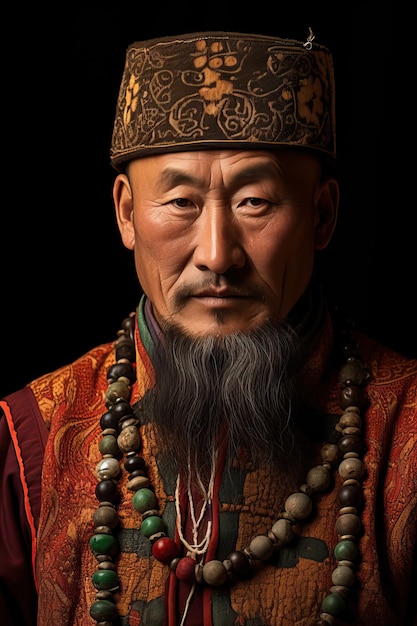 Nobile mongolo in abbigliamento tradizionale
