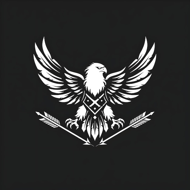 Noble Falcon Order Emblem Logo Con un falco in volo Adornare Logo Creativo Design Tattoo Contorno