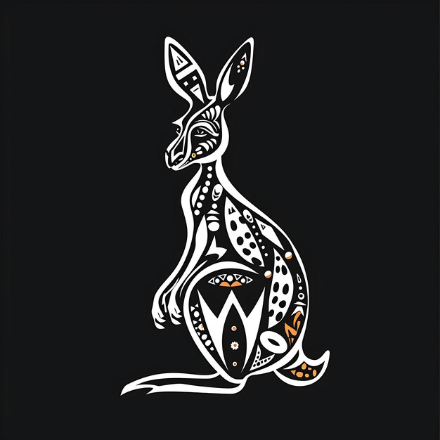 Noble Kangaroo Clan Logo con Kangaroo Pouch e Australian Creative Logo Design Tattoo Outline