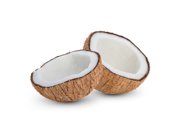 Noce di cocco isolata su bianco