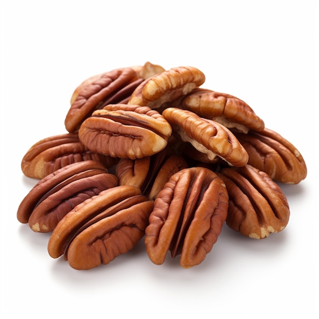 Noci pecan con sfondo bianco ultra hd di alta qualità