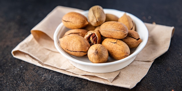 noci pecan pasto fresco spuntino sul tavolo spazio copia sfondo cibo rustico vegano o vegetariano