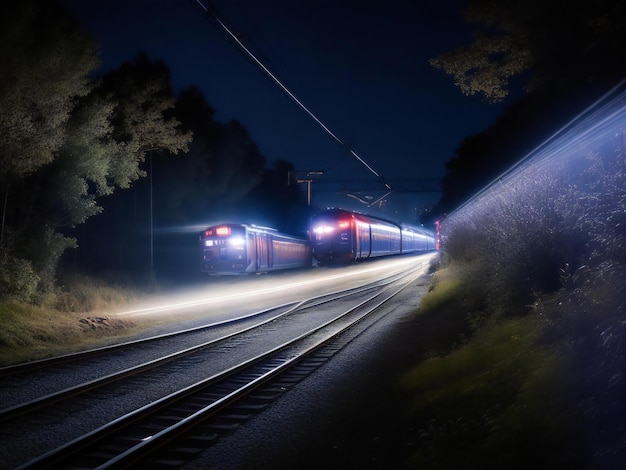 Nocturnal Rush Long Exposure Cattura di un treno notturno