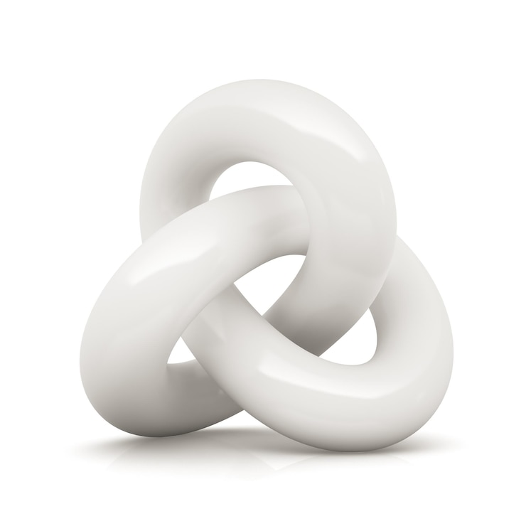 Nodo infinito bianco isolato su sfondo bianco