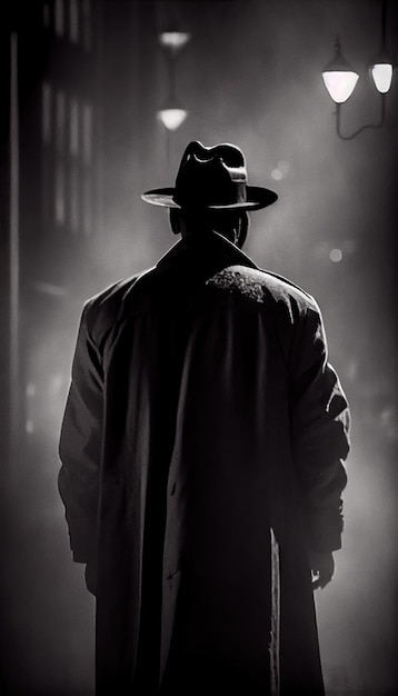 Noir detective in bianco e nero retrò