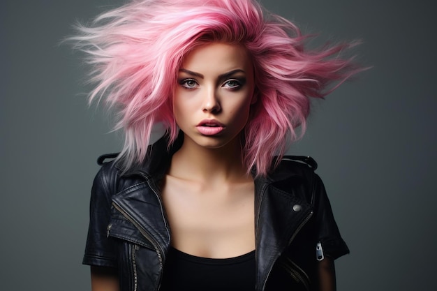 Non convenzionale punk ragazza dai capelli rosa Generate Ai