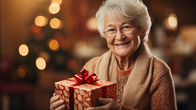 Nonna con scatola regalo