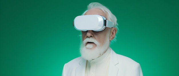 Nonno con occhiali per realtà virtuale IA generativa