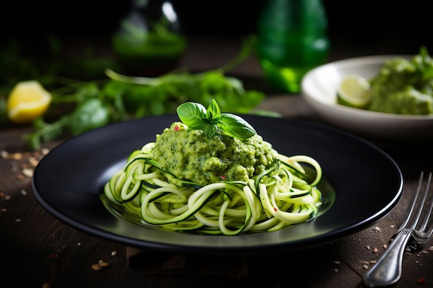 Noodle di zucchina vegane Pesto