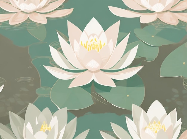 Nostalgic Fusion Water Lily Grunge Texture Design Vecchi elementi geometrici Vintage