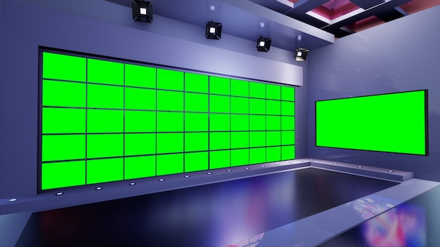 Notizie 3D Virtual TV Studio con schermo verde