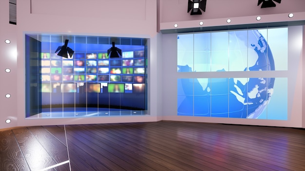 Notizie 3D Virtual TV Studio, illustrazione 3d