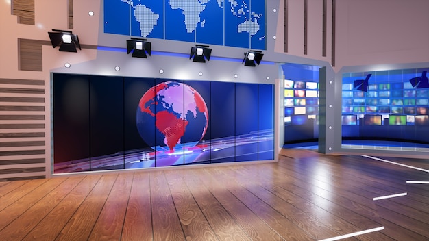 Notizie 3D Virtual TV Studio, illustrazione 3d