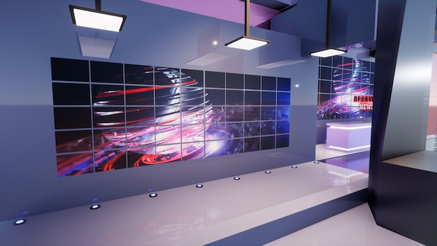 Notizie 3D Virtual TV Studio, illustrazione 3d