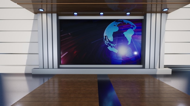 Notizie 3D Virtual TV Studio, Sfondo per programmi TV. TV su Wall.3D Virtual News Studio Background