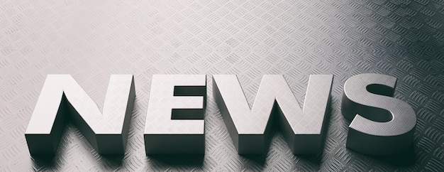 Notizie parola testo lamiera lettere e sfondo 3d'illustrazione