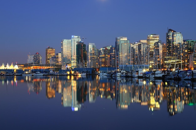 Notte del centro di Vancouver, Canada BC