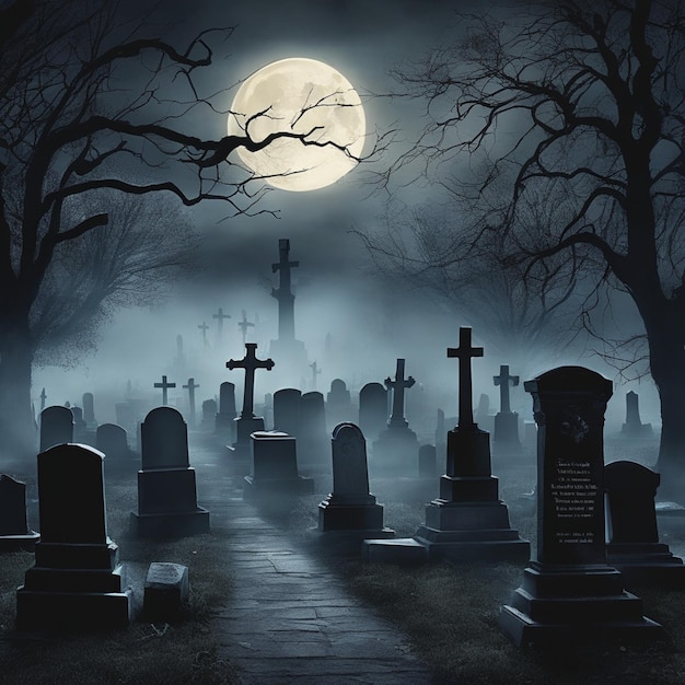 Notte di Halloween tra le lapidi Atmosfera inquietante nel cimitero