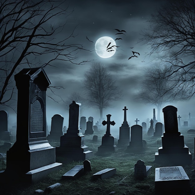 Notte di Halloween tra le lapidi Atmosfera inquietante nel cimitero