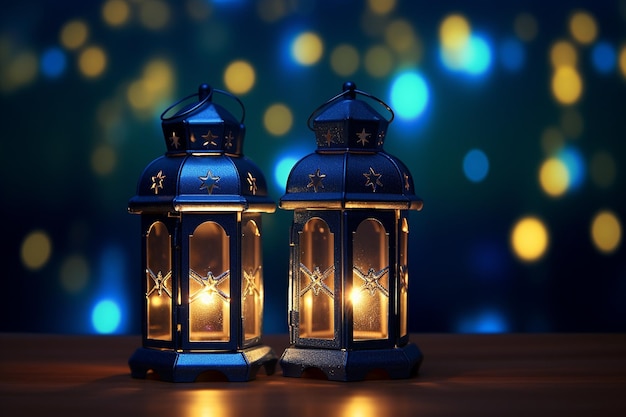 Notte di lanterne accese Ramadan Mubarak