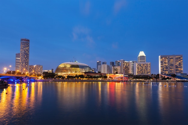 Notte di paesaggio urbano di Singapore