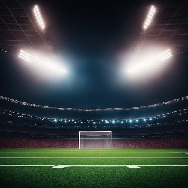 Notte di stadio di calcio con sfondo luminoso sportivo generato da AI
